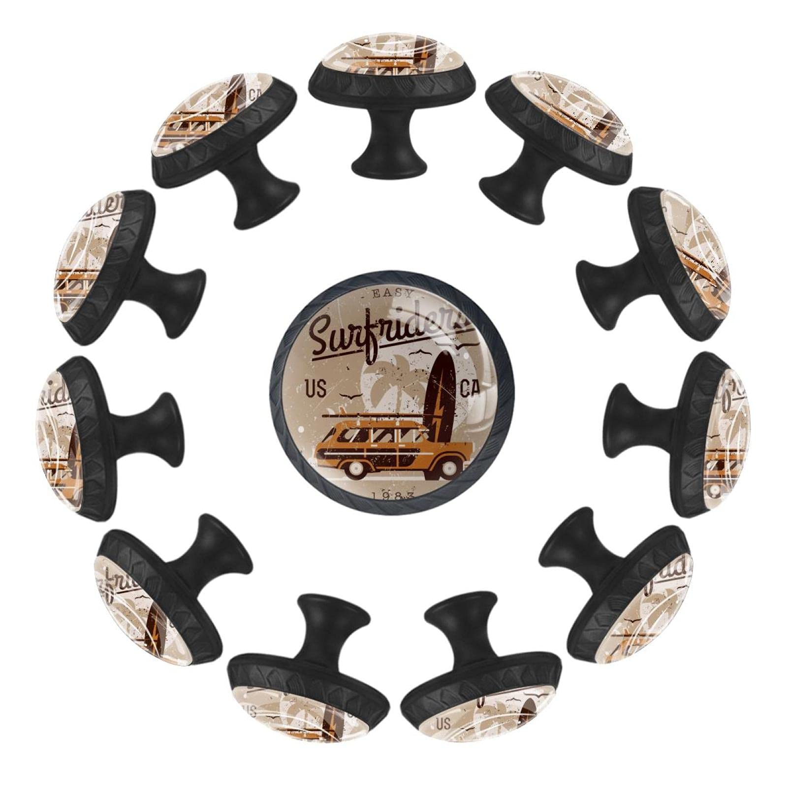 Boutons de tiroir rétro ronds 35mm en lot de 12 au design vintage