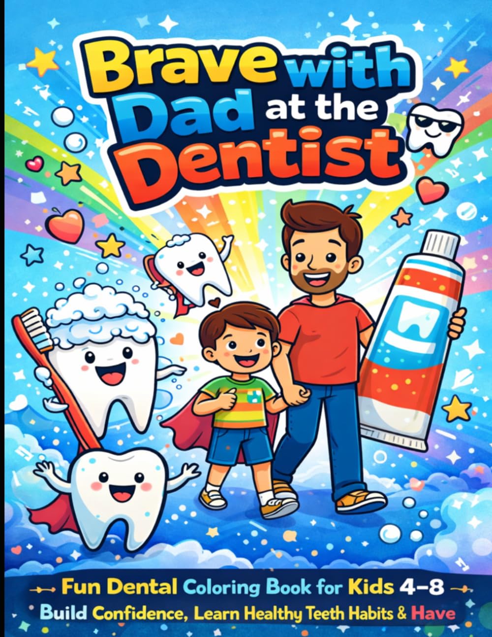 Brave with Dad at the Dentist: Fun Dental Coloring Book for Kids 4–8 – Build Confidence, Learn Healthy Teeth Habits & Have Creative Fun
