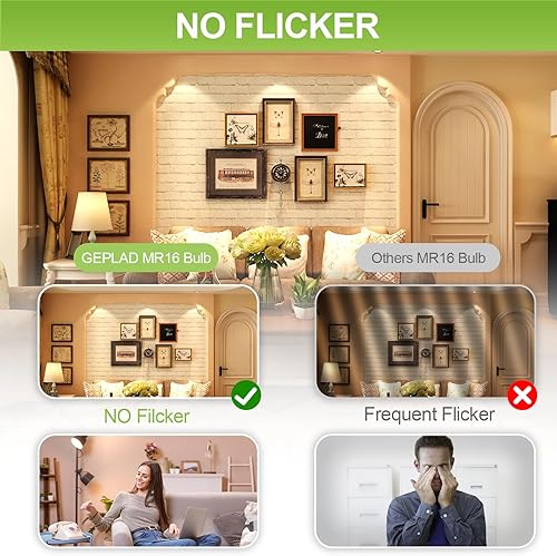 Miniatura 4 de GEPLAD Paquete de 4 bombillas LED MR16 de 50 W de repuesto halógeno, bombilla GU5.3 de inundación y foco de luz de 3000 K blanco suave, 450 lúmenes,
