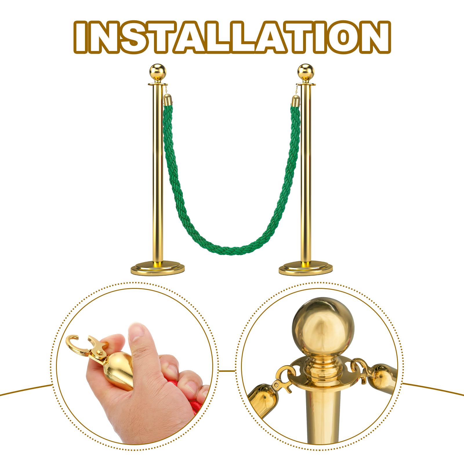 QUARKZMAN 2 Pz 6.6 Ft/2 m Cordone Barriera A Spirale Con Ganci Verde Dorato