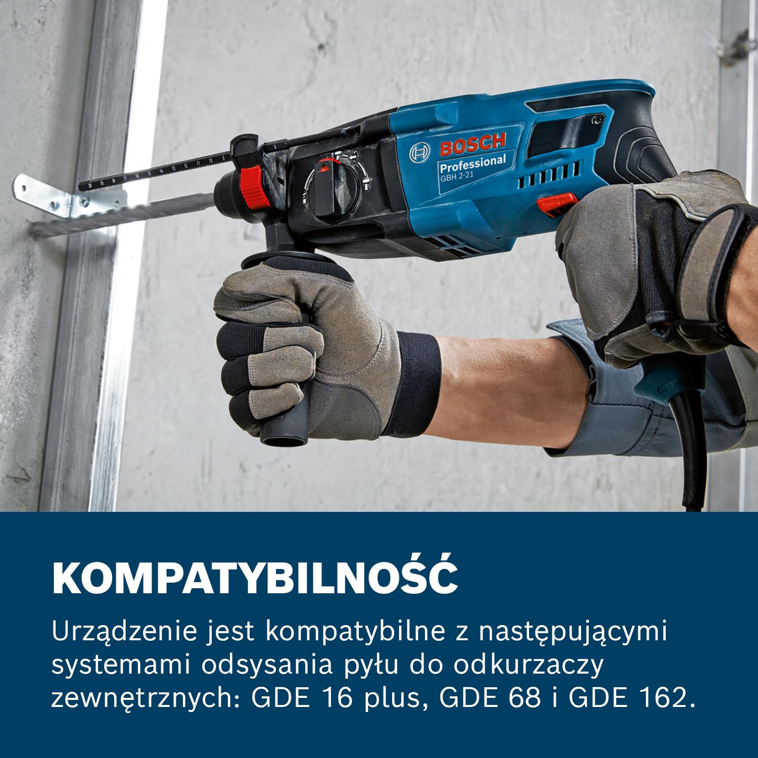 Bosch Professional Młot udarowo-obrotowy GBH 2-21 (z SDS plus, w zestawie szybkozaciskowy uchwyt wiertarski z adapterem SDS plus, dodatkowy uchwyt, ściereczka do maszyny, ogranicznik głębokości,