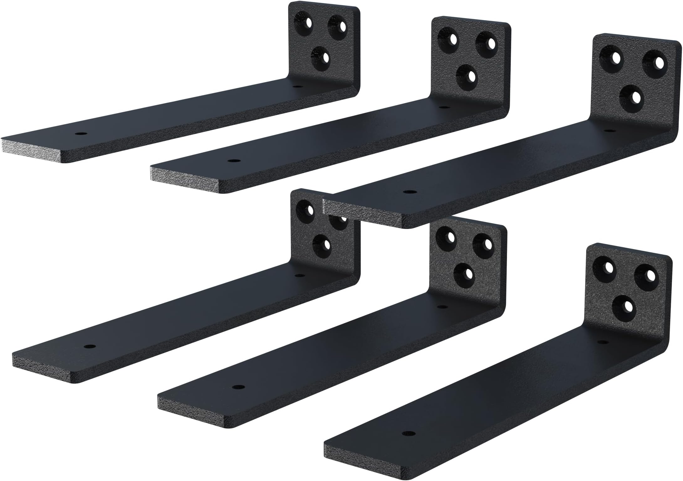 NEODROP 6 Inch Floating Shelf Brackets, Heavy Duty Hidden Bracket for Wall, Mantel, Bookshelves, Black Powder Coated Steel, 6-Pack