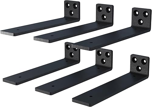 NEODROP Mini soportes flotantes de 8 pulgadas, soporte oculto resistente para decoración de pared, acero recubierto de polvo negro, paquete de 6