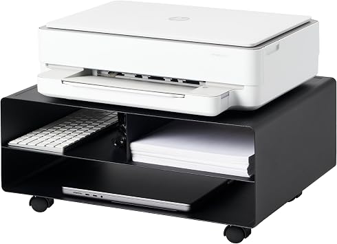 YAMAZAKI Home Desktop Printer Stand - Computer Accessory Office Organizer Steel One Size Black