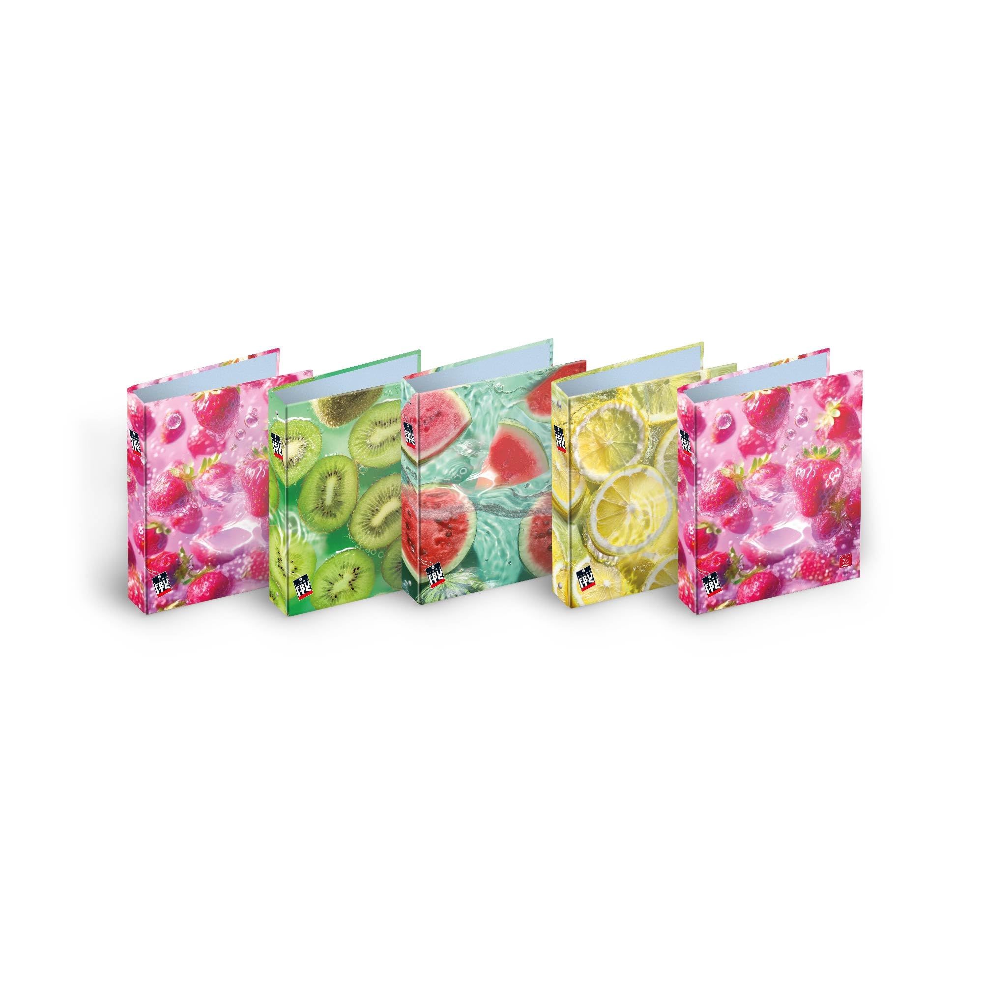 Pigna, Fruits A4 Notebook with Rings Assorted Fruit Subjects, Ring Notebook, Organization of School Notes and/or Documents, Format 27 x 32 cm, Pack of 5