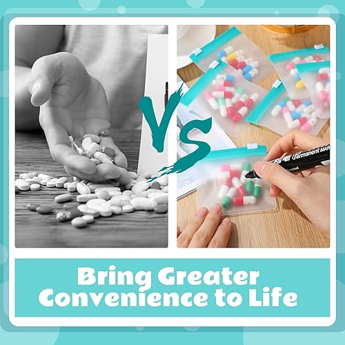 Miniatura 5 de Handepo Juego de 48 bolsas para píldoras con cremallera, reutilizable, translúcida, organizador de medicamentos, bolsa de medicamentos autosellante,