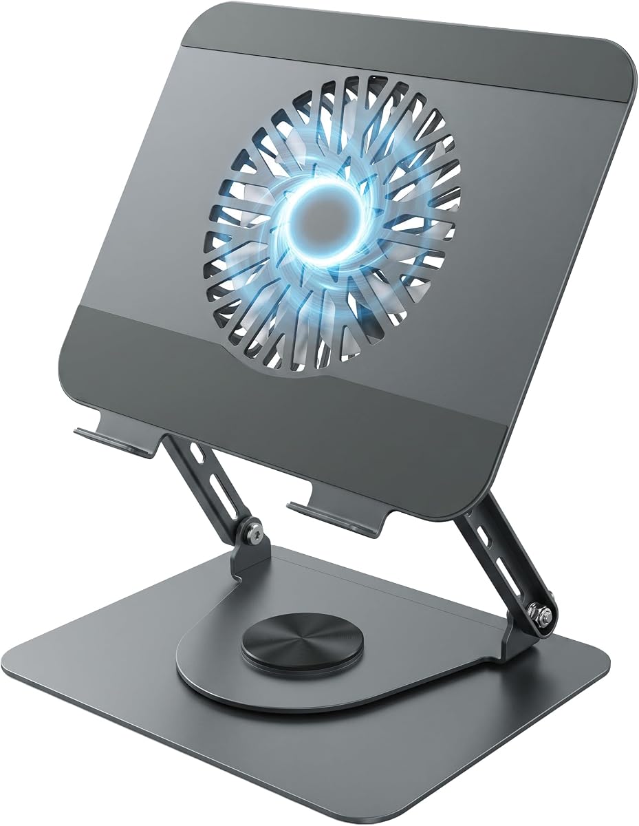 Laptop Stand with Cooling Fan Rotating Base