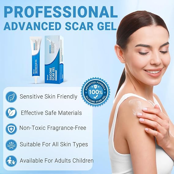 100% Silicone Scar Gel, Advanced Scar Removal Cream, 0.63oz (18g) | Scar Treatment for Surgical, Stretch Marks, Keloid Bump, Old and New Scars