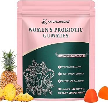 Womens Probiotic Gummies - Feminine Probiotics for Vaginigal Health, pH Balance & Immune Support - Vegan, Gluten-Free - Hawaiian Pineapple Flavor - 60 Count
