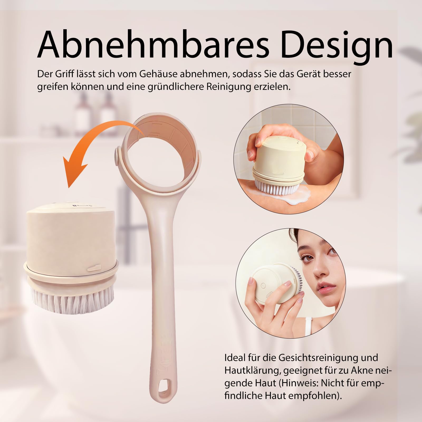 Cepillo Ducha Espalda EléCtrico Cepillo Exfoliante Para El Cuerpo Con 4 Cabezales, IPX7 Resistente Al Agua, Para Limpieza De Piel, ExfoliacióN, Masaje