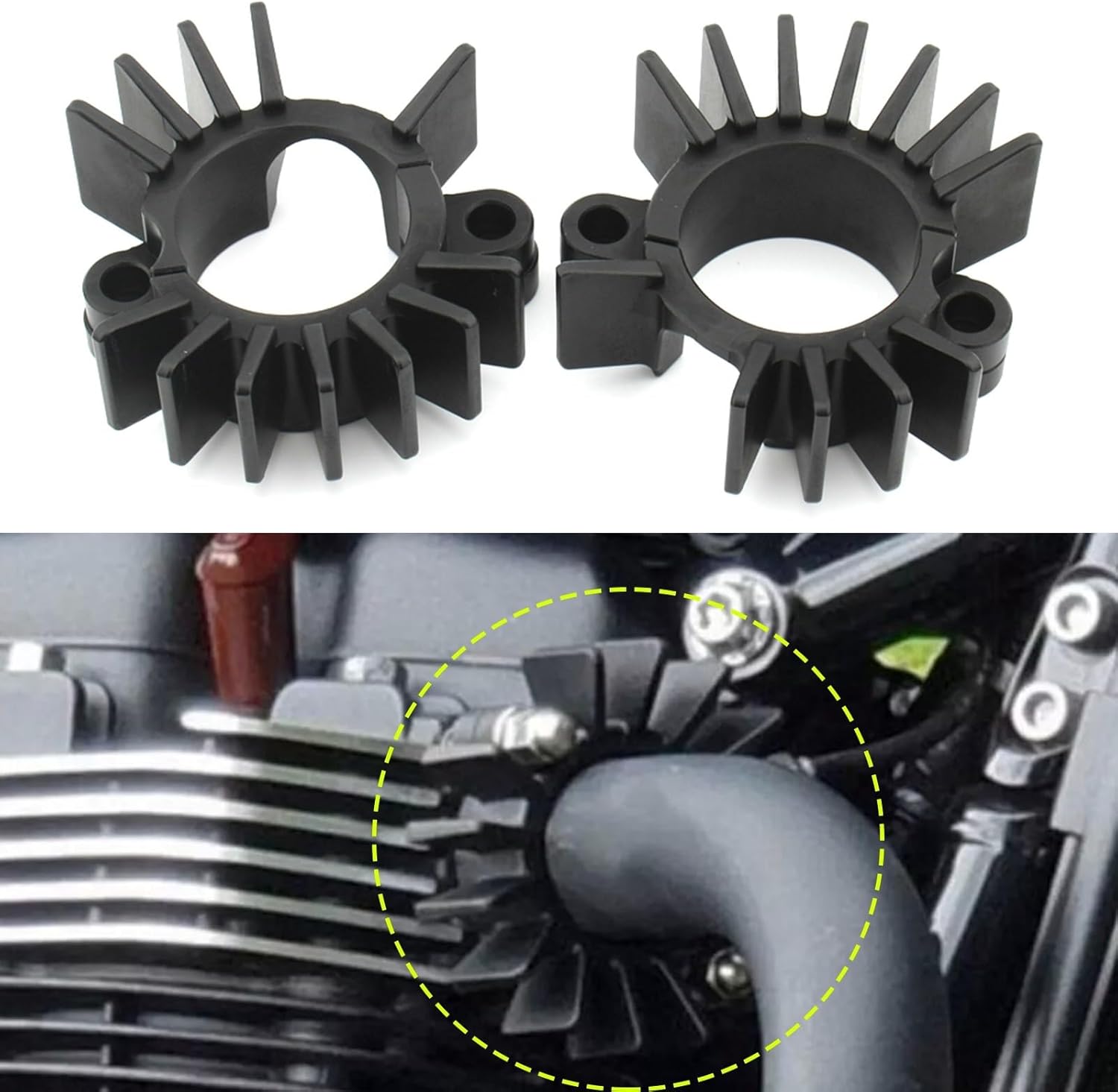 Exhaust Pipe Head Heat Sink Fixing Clamps Clips Black Compatible with BONNEVILLE BOBBER T120V STREET Twin CUP SCRAMBLER 2017-2023