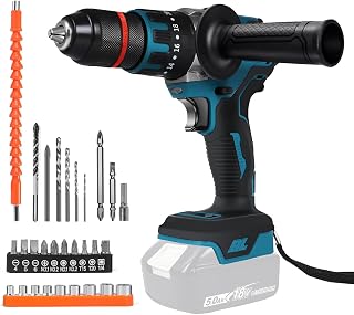 Perceuse Visseuse Sans Fil compatible avec Makita 18V batterie, 1350RPM sans balais avec embrayage 20+3, 120N.m de couple, mandrin de 13mm, kit tournevis et forets pour percer murs, bois, métal