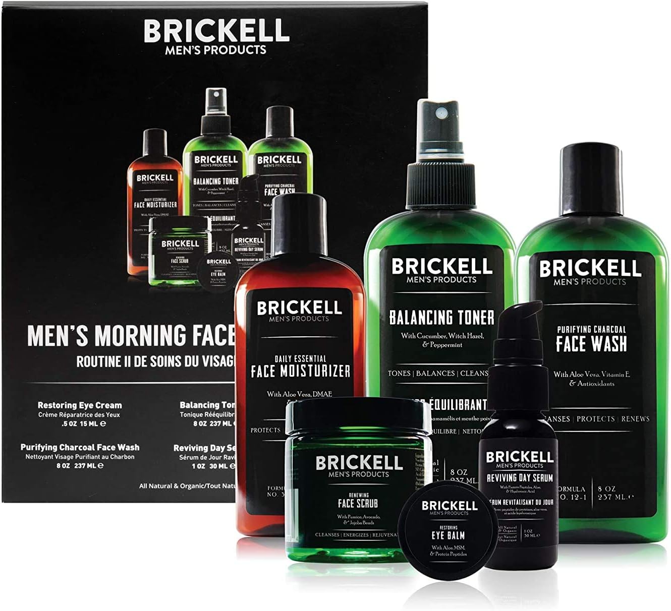 Brickell Men's Morning Face Care Routine II, Purifying Charcoal Face