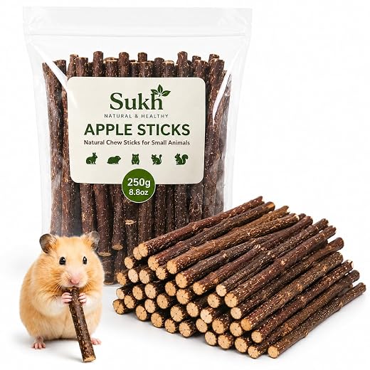 Sukh Natural Organic Apple Sticks - 250g Chew Sticks for Small Animals