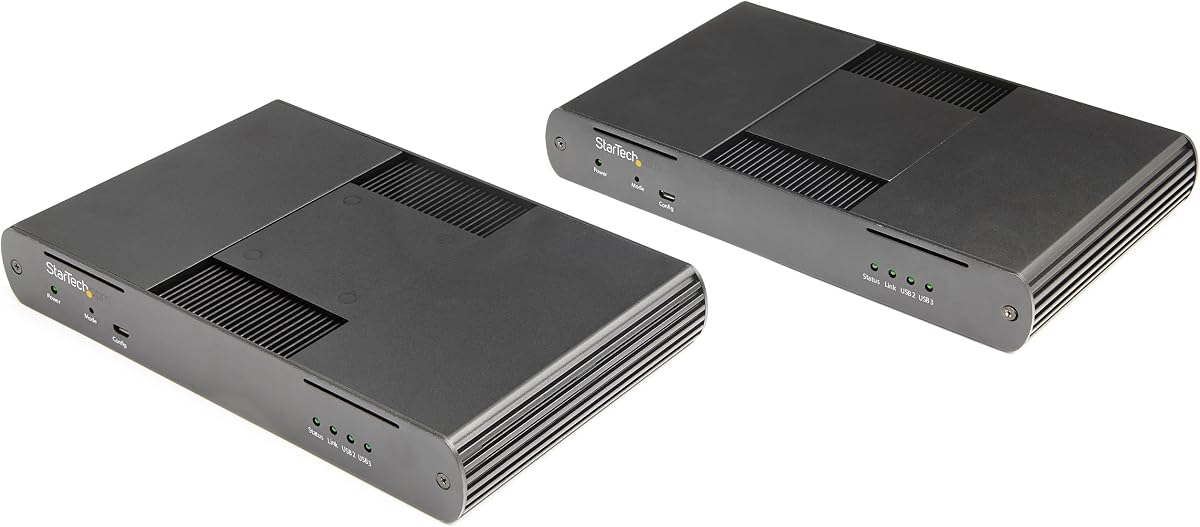StarTech 4-Port USB 3.0 Extender Hub, 5Gbps, USB Extender Kit (USB-A) | 5Gbps USB 3.2 Gen 1, With 1x Gigabit Ethernet Port Extension over Single Cat6a/Cat7 Cable (RJ45), 330ft, USB3004EXT2