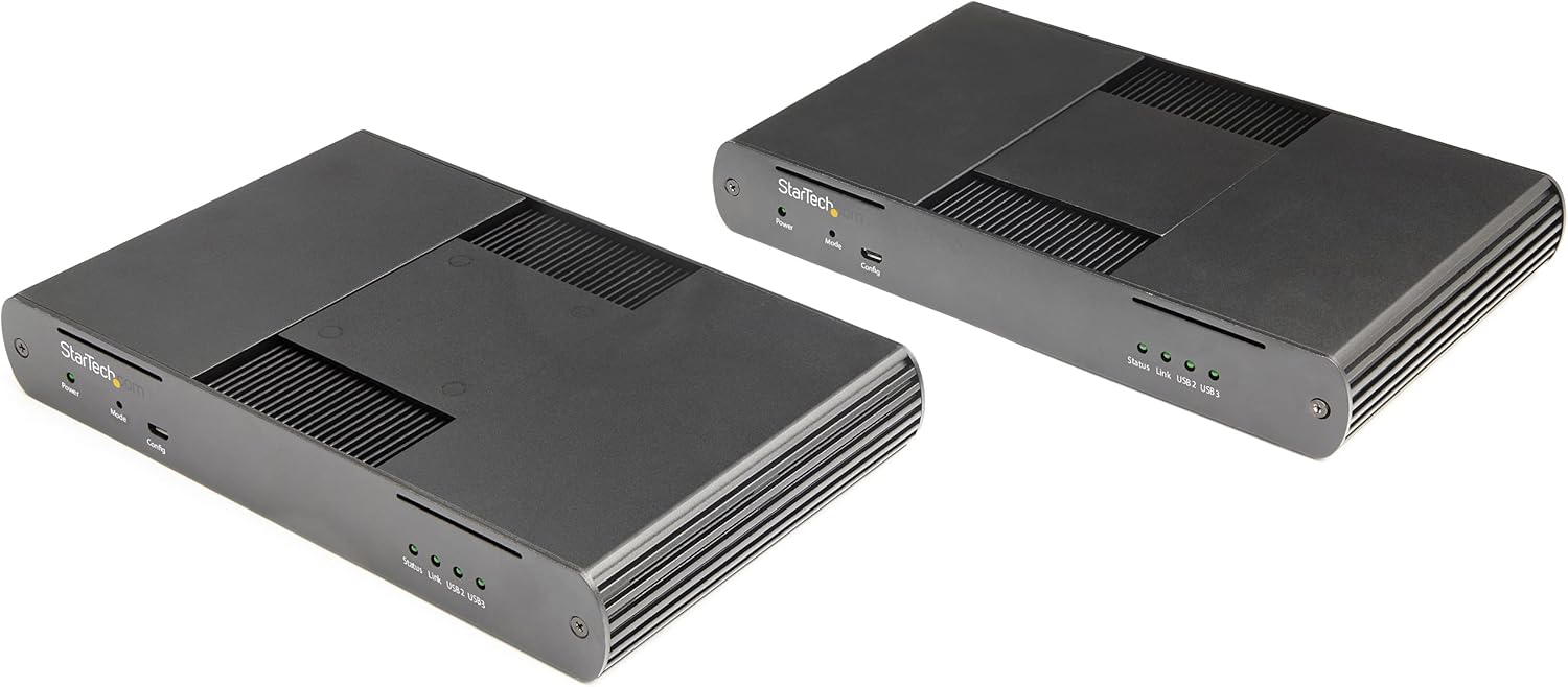 StarTech.com 4-Port USB 3.0 Extender Hub with 1x Gigabit Ethernet Port Extension Over Single Cat6a/Cat7 Cable (RJ45) - 330ft (100m) - USB Extender Kit (USB-A) - 5Gbps USB 3.2/3.1 Gen 1 (USB3004EXT2)