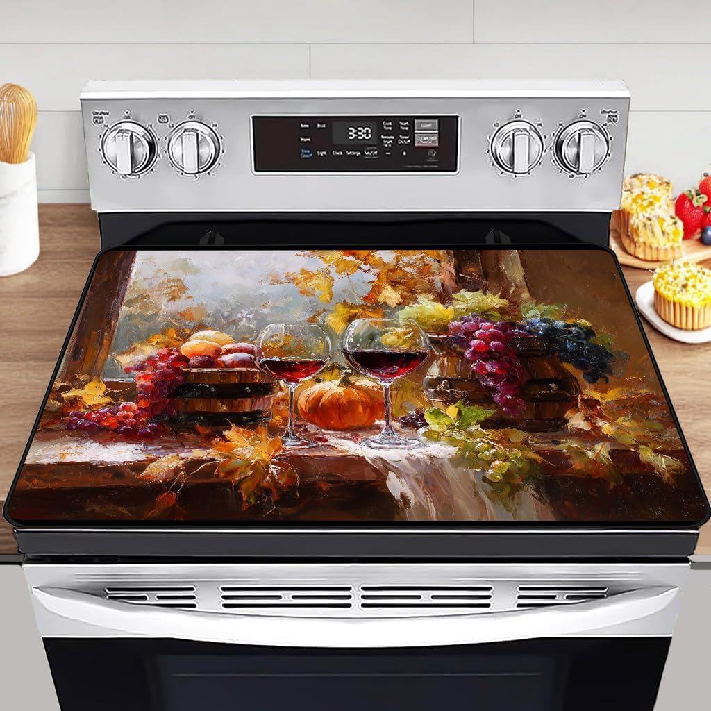 Vase of Sunflowers Electric Stove Top Cover Protector,Vintage Floral Plant Stove Top Covers for Gas Burners,Cooktop Mat for Ceramic Glass Cooktop Protector,Glass Top Stove Cover