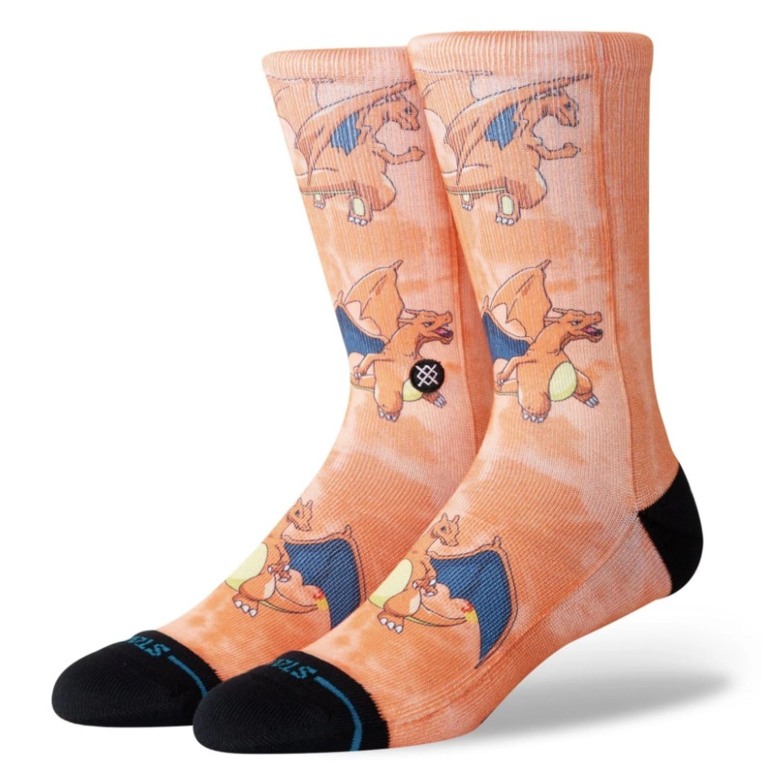 STANCE Charizard Crew Socks Pokemon Orange Patterned Calf Socks Medium