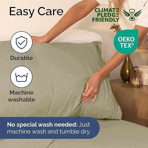 Vista 566 de Juego de sábanas de 4 piezas tamaño king, extrasuaves, transpirables y refrescantes con esquinas profundas, sábanas de fácil ajuste y sin arrugas