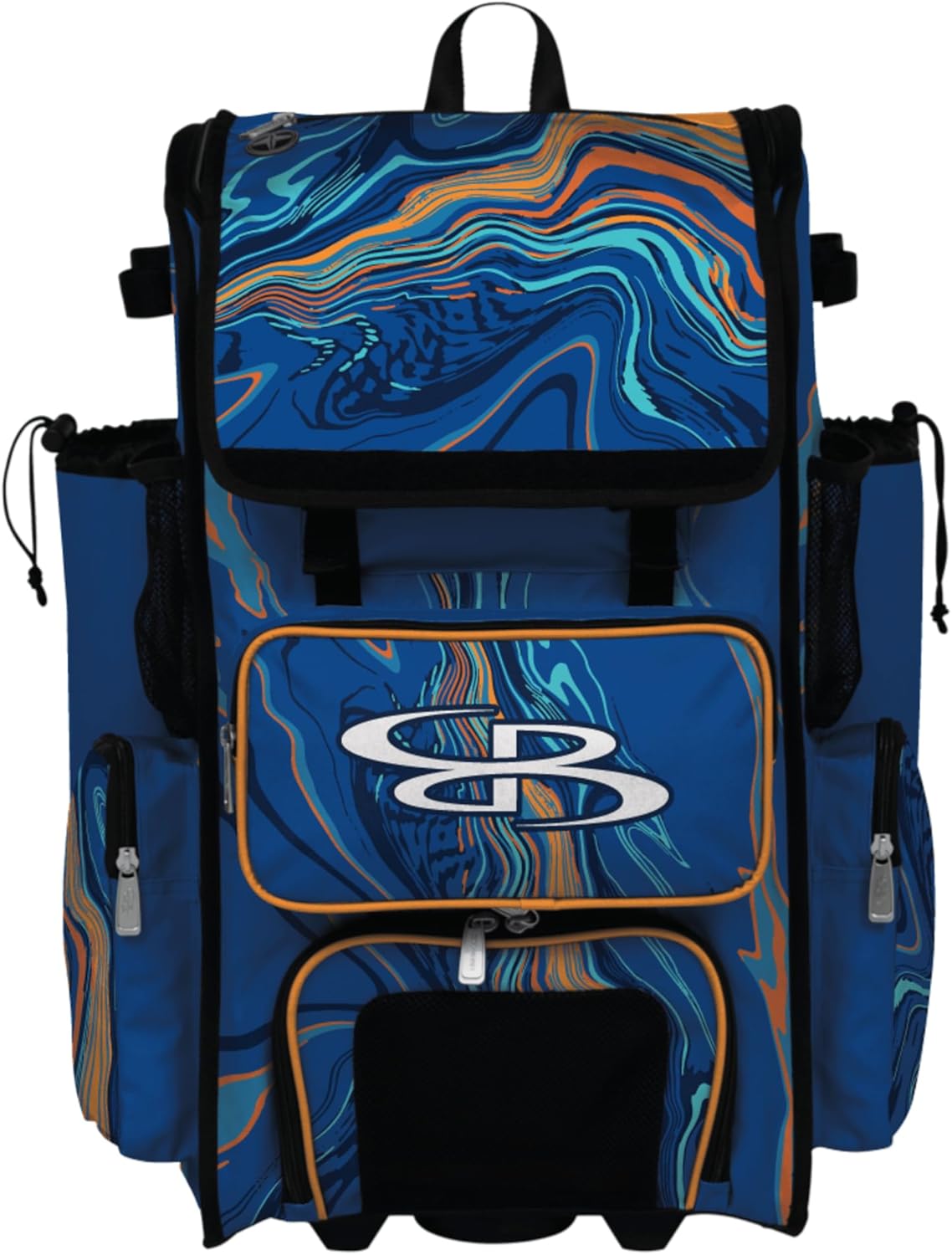 Boombah Rolling Superpack Baseball/Softball Gear Bag - Telescopic Handle - Holds 4 Bats - Wheeled Version - Hyperwave - Multiple Color Options
