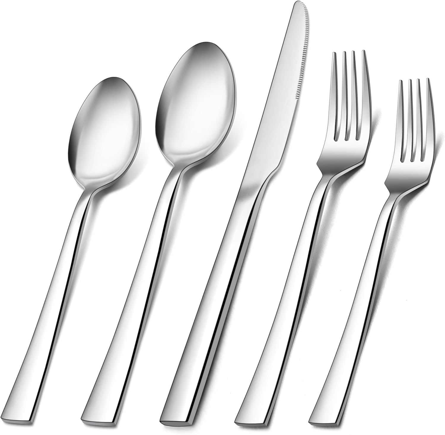 HaWare 60-Piece Silverware Set, Stainless Steel Flatware Cutlery Set for 12, Food-Grade Tableware for Home Restaurant, Square Edge Utensils Includes Knife Spoon Fork, Mirror Polished, Dishwasher Safe