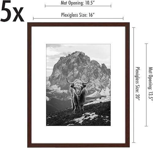 Vista 203 de Americanflat Portarretratos de 5 x 6 pulgadas con plexiglás pulido, juego de 5 portarretratos de 2 x 3 pulgadas con paspartú o para fotos de 5 x 6