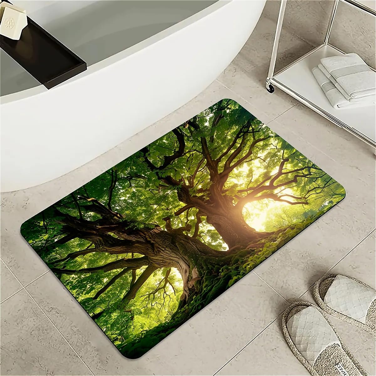 Tapis de bain en terre de diatomées marbre noir bleu blanc design haut de gamme