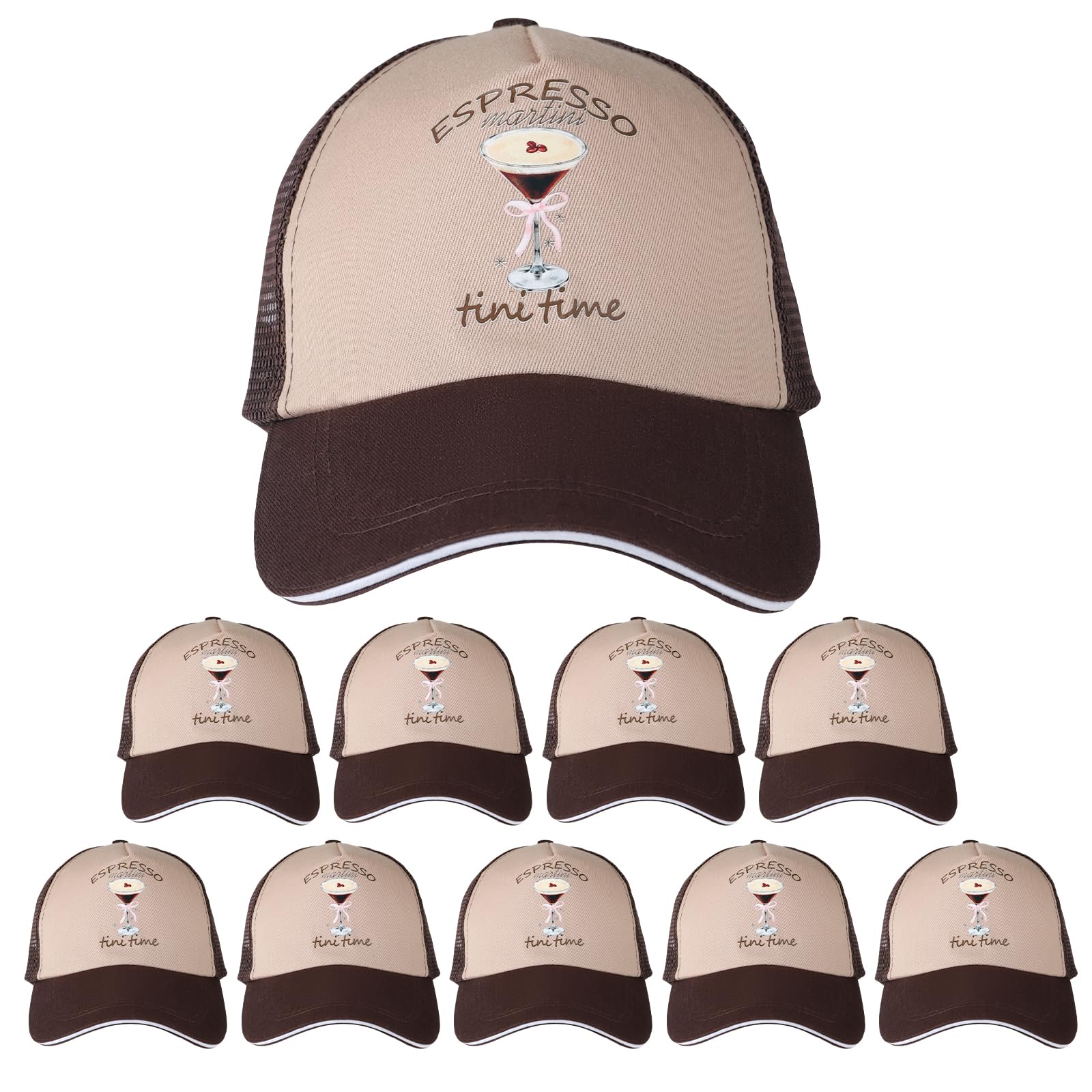 Espresso Martini Trucker Hats with Mesh Back, Unisex Adult Novelty Party Hat for Birthday Celebrations, Pack of 10, Adjustable A Tini Bit Older Birthday Accessories