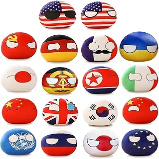HOMKT 18PCS Countryballsï¼ŒCountry Ball Plushies Polandball National Plush Pillow Mini Pendant Stuffed Toys Cute Keychain Anime Plushies for Kids Gift