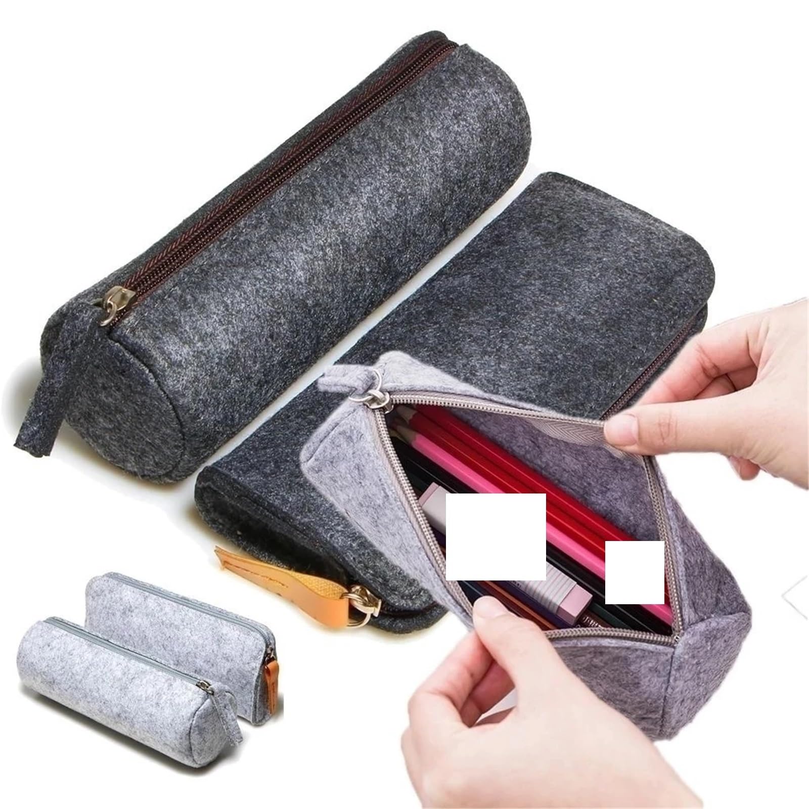 Estuche de lápices de la PC, Bolsa con Cierre Retro, Bolso portátil, papelería Escolar, Suministros de Oficina, 2 uds. para Estudiantes(Grey A)