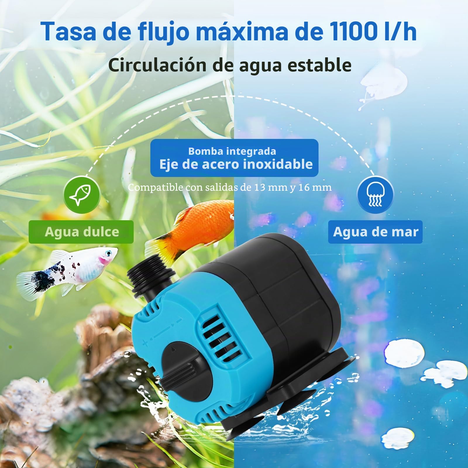 BAOSHISHAN Enfriador de acuarios 160L/42gal 1/10 HP Enfriador de peceras Especial silencioso para hidroponía Hierbas acuáticas Medusas Coral