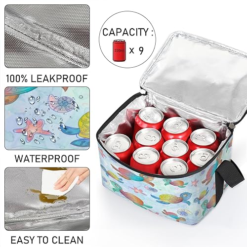 Miniatura 5 de QsirBC Coloured Turtles Insulated Lunch Bag Women Reusable Lunch Tote Square Meal Bag for Adults Men Cooler Lunch Box for Work Travel Picnic Food