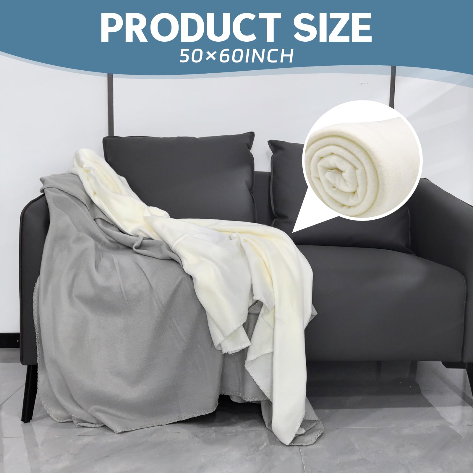12 Mantas de Forro Polar a Granel de 60 x 50 Pulgadas, Mantas Suaves de Tela cálida y Ligera, Manta de Lana acogedora para Camas, sofás, hogar, Boda, Temporada (Beige + Gris Claro)
