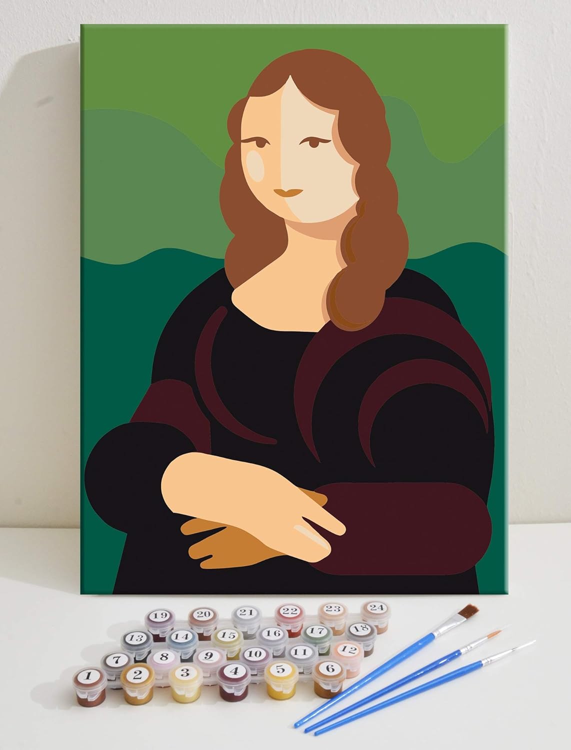 TEXTURE OF DREAMS Mona Lisa by Leonardo DaVince Oil Painting Framed Wall Art Canvas Print Poster, Easy Level DIY Paint by Numbers Kit for Kids Adult Beginners (Mona Lisa, 12" x 16")