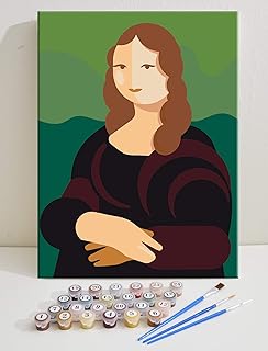 TEXTURE OF DREAMS Mona Lisa by Leonardo DaVince Oil Painting Framed Wall Art Canvas Print Poster, Easy Level DIY Paint by Numbers Kit for Kids Adult Beginners (Mona Lisa, 12" x 16")