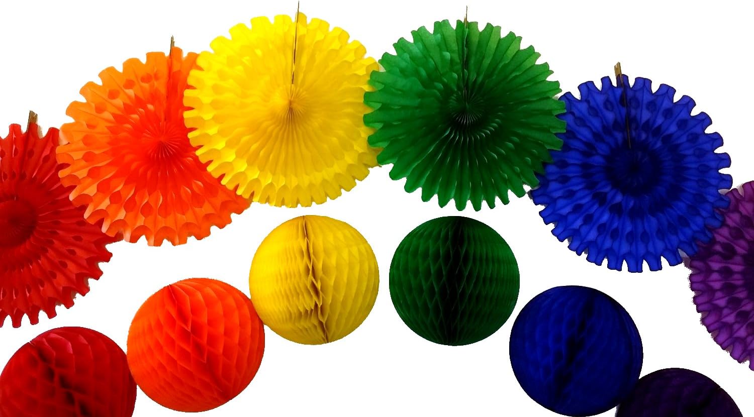 Large Rainbow Decoration Kit (6 Balls, 6 Fans)