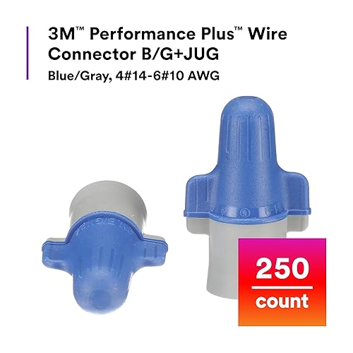 Miniatura 2 de 3M(TM) Performance Plus, conector de alambre B/G+JUG, azul/gris, 14-6 AWG (paquete x 250 unidades)