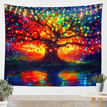 Erosebridal Tree Of Life Tapestries Dreamy Tree Of Life Tapestry Xlarge 70X92,Rainbow Tree Of Life Tapestry Wall Hanging For Kids Boys Girls,Crystal Accessory Wall Art Decor For Bedroom