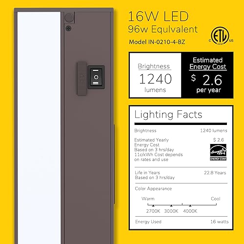 Miniatura 2 de Luz LED GetInLight, regulable, con certificación ETL, para debajo de los armarios, con 3 niveles de color blanco cálido 2,700 K, blanco suave 3,000
