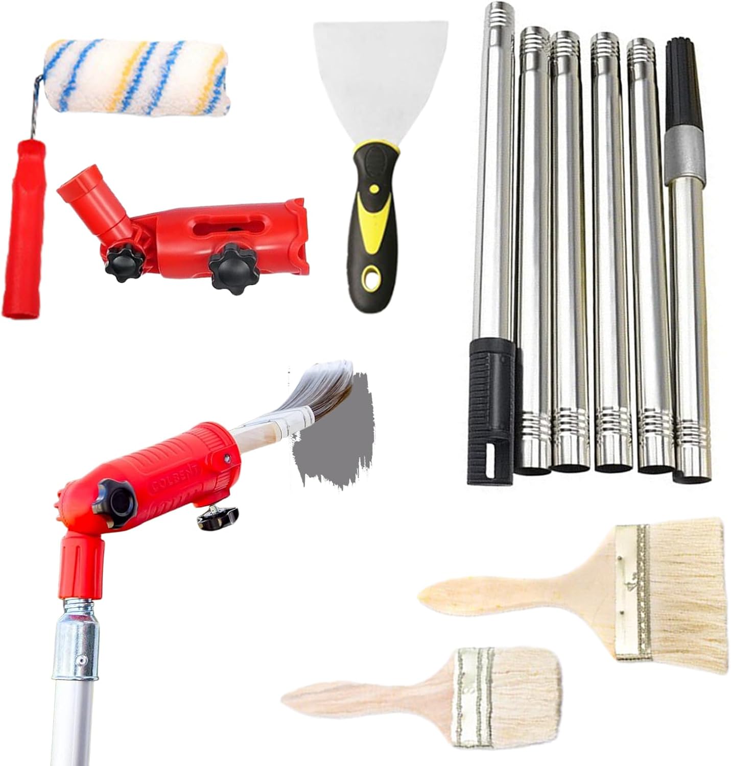 Paint Roller Kit - Painting Roller Set with Multi-Angle Extender Pole and Brush | House Projects Renovation Supplies for Decorations Decks Touch-Ups Cabinets Ceilings Crafts Fences