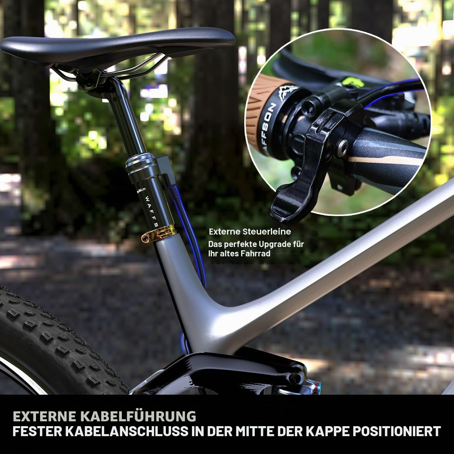 WFS Flex Internal Routing Dropper Post Kit with Adjustable Air Cartridge-27.2mm, Lightweight Aluminum Alloy Seatpost w/ Remote Lever for Mountain Bike, Road Bikes, Black