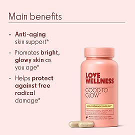 Love Wellness Good to Glow | Collagen Supplement with Biotin, Vitamin C, E, Ashwagandha & Zinc | Promotes Smooth, Glowing & Clear Skin | Enhances Smoothness & Promotes Healthy Skin | 60 Count