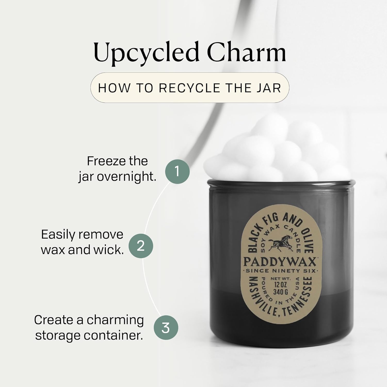 Paddywax Vista Scented Candle with Lid in Reusable Tonal Glass Jar, Clean-Burn 2-Wick Soy Candle with Approx. 84 Hour Burn Time, Decorative Gift Candles for Home, Black Fig & Olive, 12 oz - Image 5