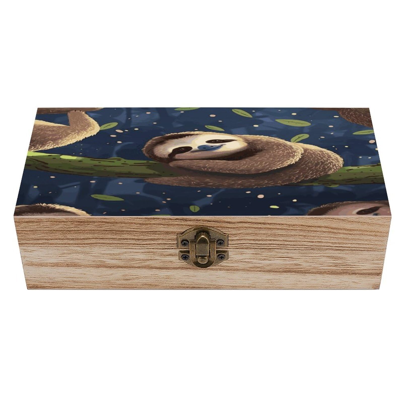 Adfgyerh Style Sloth Lazy Bins Solid Wood，Jewelry Box Retro And Exquisite，Storage Box Used For Storing Photos, Souvenirs, Letters, Gifts, And Jewelry.