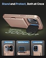 Vista 5 de Funda para iPhone 16e con Tarjetero y Cubierta de Lente de Cámara con Soporte, Protección contra Caídas de Grado Militar a Prueba de Golpes