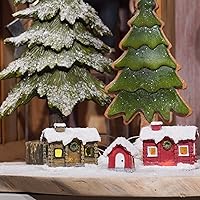 Vista 5 de Newman House Studio Decoraciones navideñas para la casa, aldea navideña iluminada, 3 piezas de figuras de casa de pueblo navideño con luces