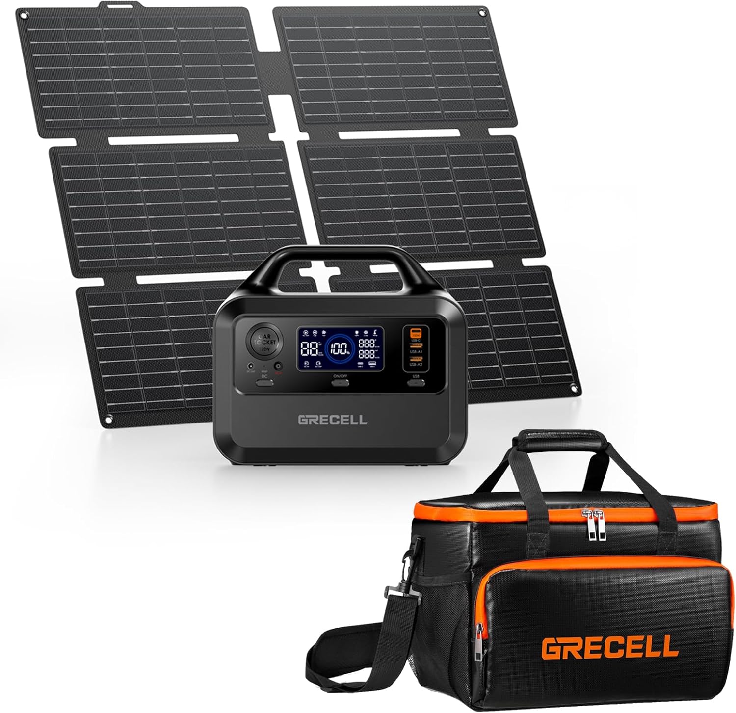 GRECELL Solar Generator with 40W Solar Panel Included,230Wh Portable Power Station with Fire-proof Carrying Case Bag, 1.5hrs Fast Charging, for Outdoor Camping, Trip, Power Outage