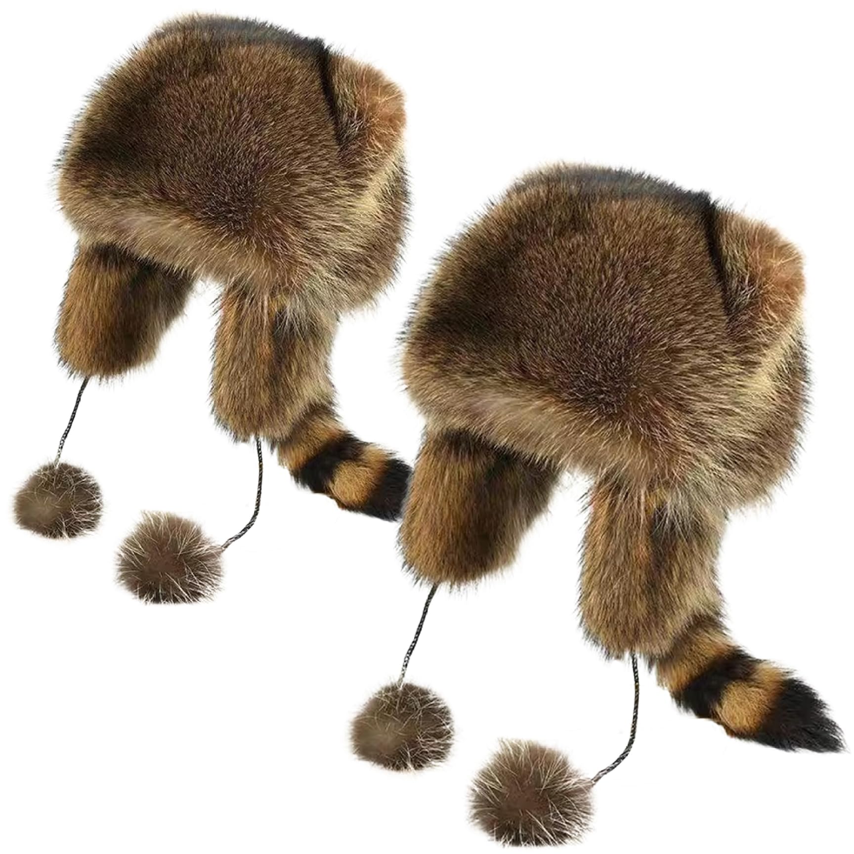 Chapeau de Raton Laveur pour Enfants, Doux Chapeau à Fourrure Chaud et Doux et Doux, Chapeau coonsin Mignon avec Queue, Chapeau de scène réglable pour Le Froid,