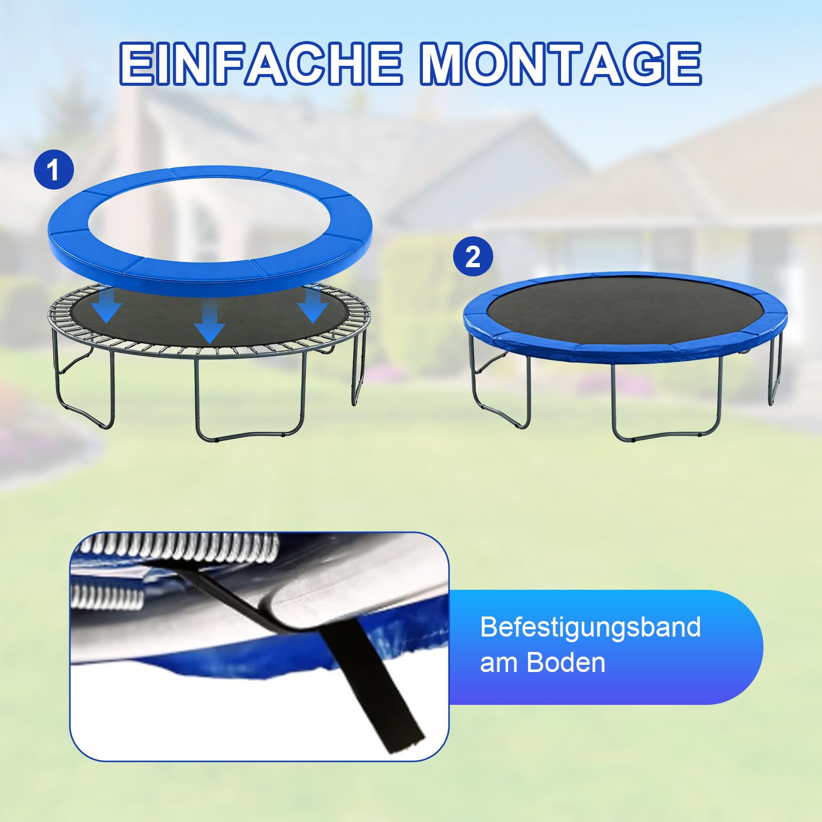 Storystore Trampolin Randabdeckung 306cm Außendurchmesser Federabdeckung Trampolin Umrandung Wetterbeständig UV-beständig Reißfest Trampolinzubehör Randschutz