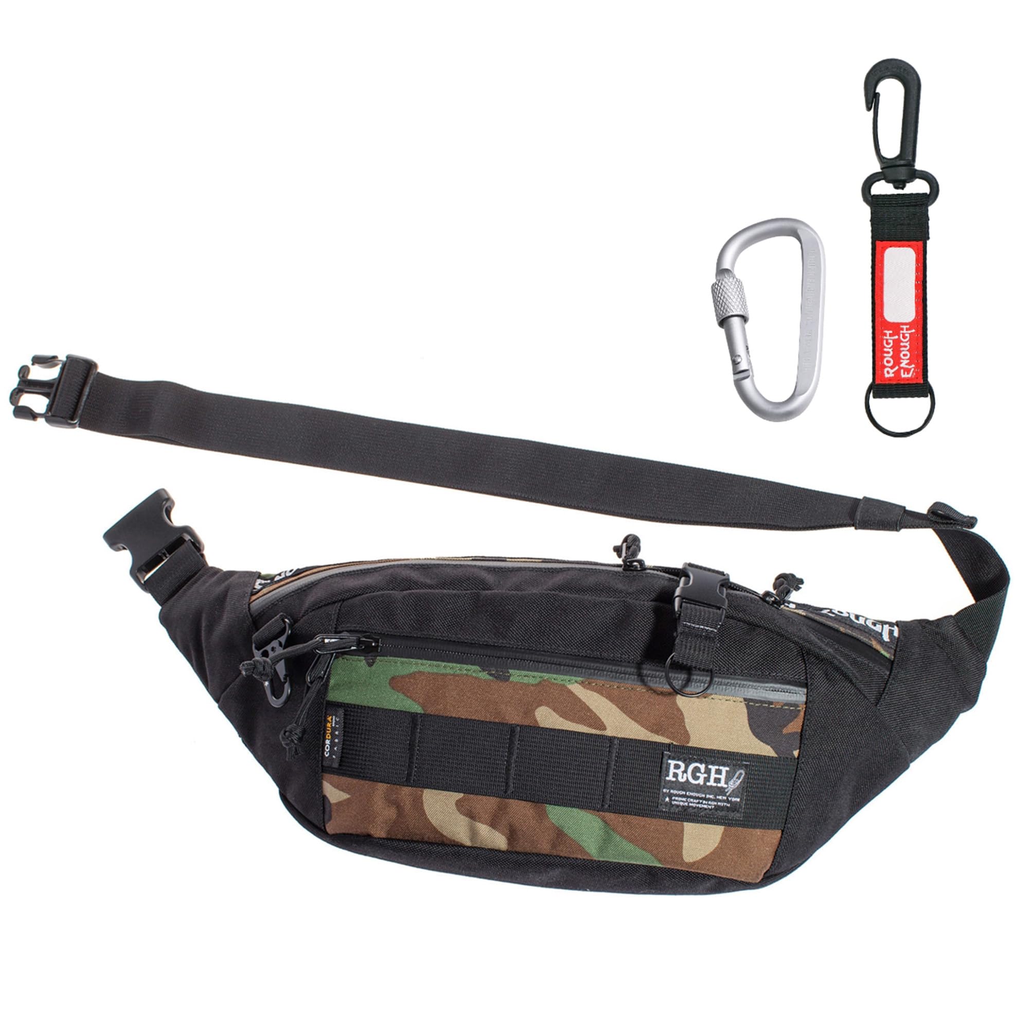 Rough Enough Tactical Fanny Pack for Men Crossbody Bag Waist Pack Hunting Hiking Camping Fishing Travel Gear Camo Cordura, Camo, 17×7× 9.5 inch, Tactical Fanny Pack